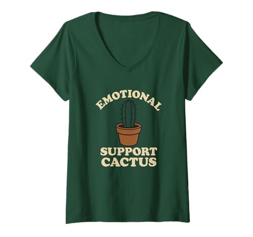 Damen Emotionale Unterstützung Kaktus lustig T-Shirt mit V-Ausschnitt Damen Emotionale Unterstützung Kaktus lustig T-Shirt mit V-Ausschnitt von Sukkulenter Gärtner