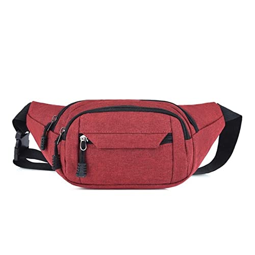 SUKORI Herren Umhängetasche Waist Bag Men and Women Simple Fashion Oxford Cloth Belt Bag Ladies Casual Waist Pack Mobile Phone Bag (Color : Red) von SUKORI