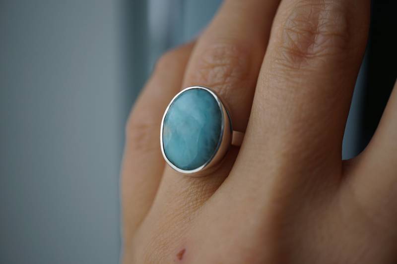 Larimar Ring - 925 Silber Handgemacht Edelstein von SulaJuwel