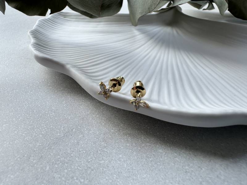 Butterfly Ohrring Mit Zirkoniastein von Sulaydesign