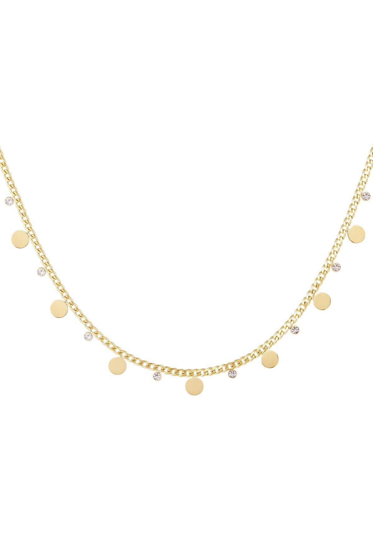 Goldene Edelstahlkette Mit Coin Anhängern Und Strasssteinen Goldene Edelstahlkette Mit Coin Anhängern Und Strasssteinen von Sulaydesign