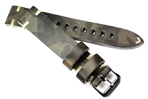 Sulla RIOS 1931 Herren Leder Deutsch Uhrenarmband Vintage 18mm grau Camouflage von Sulla