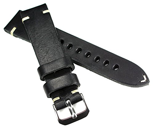 RIOS 1931 19mm Herren Leder Deutsch Uhrenarmband Vintage Aviator schwarz von Sulla