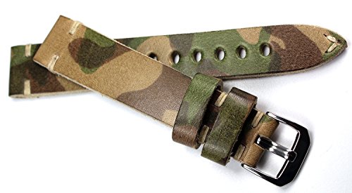 Sulla RIOS 1931 Herren Leder Uhrenarmband Vintage 19mm grün Camouflage von Sulla