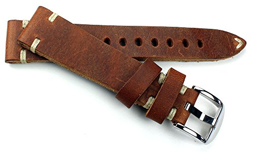 19mm Vintage Uhrenarmband aus Sattelleder Shabby shick Unikat Handgebürstet und Handgemacht in Deutschland braun Cognac von Sulla