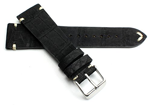 Sulla Herren Leder Uhrenarmband Nubuk Alligator 22mm schwarz weiße Naht Sulla Herren Leder Uhrenarmband Nubuk Alligator 22mm schwarz weiße Naht von Sulla