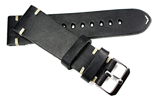 RIOS 1931 24mm Herren Leder Uhrenarmband Vintage Aviator schwarz von Sulla