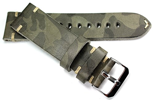 Sulla RIOS 1931 24mm Herren Leder Deutsch Uhrenarmband Vintage Camouflage Marine Infanterie grau von Sulla