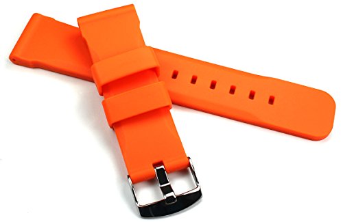 24mm Silikon Kautschuk robust Uhrenarmband Diver Taucher Sport Dorn orange von Sulla