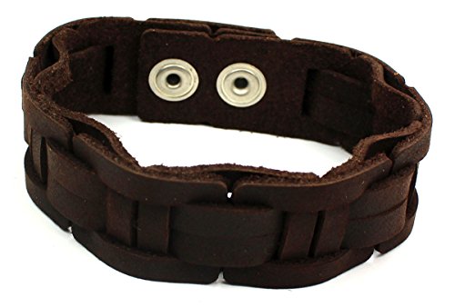 Sulla Breites dunkel braunes Lederarmband modisches Leder Armband Band mit Druckknöpfen handgemacht in Deutschland für das Handgelenk Armreif Für Männer und Frauen von Sulla