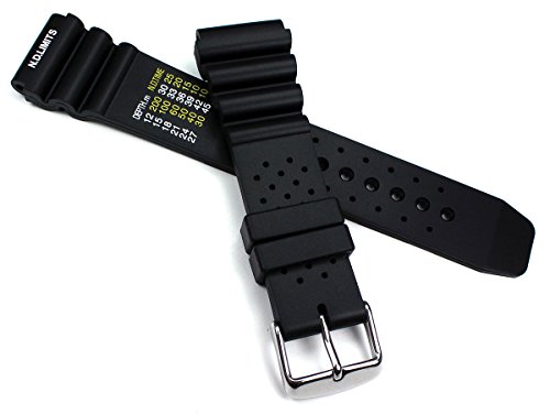 Professionelles KAUTSCHUK SILIKON ARMBAND TAUCHER DIVER 18 mm, 20 mm, 22 mm, 24 mm Blau Schwarz Dornschließe (schwarz, 20 mm) von Sulla