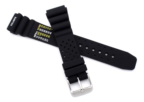 Professionelles KAUTSCHUK SILIKON ARMBAND TAUCHER DIVER 18 mm, 20 mm, 22 mm, 24 mm Blau Schwarz Dornschließe (schwarz, 22 mm) von Sulla