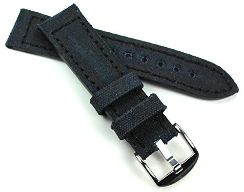 RIOS 1931 22mm Canvas mit Leder Uhrenarmband Sport Taucher schwarz von Sulla