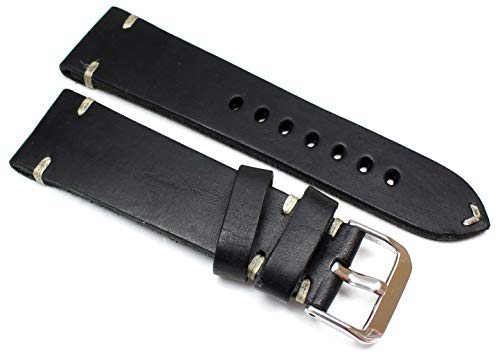 RIOS1931 24 mm made Germany Lederarmband Vintage Aviator schwarz von Sulla