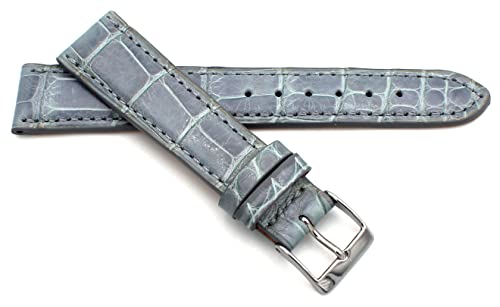 Sulla 18mm Alligator Uhrenband leicht gepolstert Grau glanz von Sulla