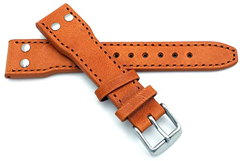 Sulla 18mm Herren Leder Uhrenarmband Pilot IW Flieger Style hellbraun von Sulla