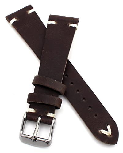 Sulla Uhrenarmband 18mm 19mm 22mm 22mm Vintage Retro Look genuine Leder BS (19mm, braun) von Sulla