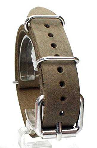 Sulla 19mm Vintage Leder NATO Uhrenband Stahl Rollschließe für Militäruhren mit festen Stegen Sand von Sulla