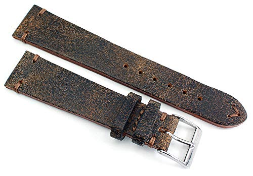 Sulla 20 mm Vintage Leder Uhrenarmband Handgemacht in Deutschland Retro Look Braun von Sulla