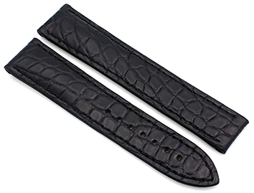 Sulla 20mm Alligator Uhrenband handgemacht in Deutschland kompatibel mit Frederique Constant und Omega Faltschließe schwarz von Sulla