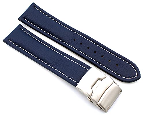 Sulla 20mm Uhrenband Genuine Leder Armband mit Faltschließe aus Edelstahl Königsblau Weiße Naht Sulla 20mm Uhrenband Genuine Leder Armband mit Faltschließe aus Edelstahl Königsblau Weiße Naht von Sulla