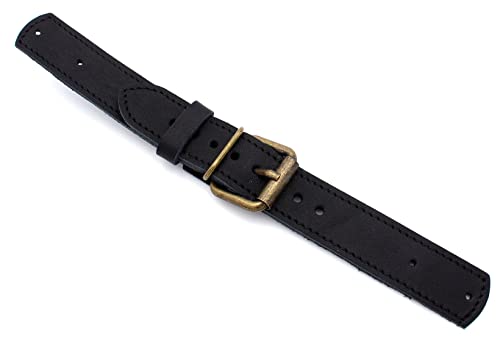 Sulla 20mm Uhrenband für Feste Stege mit Nieten für Fliegeruhren Schwarz schwarze Naht Bronze Beschläge von Sulla