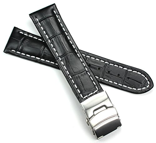 Sulla 22mm Genuine Leder Uhrenarmband mit Edelstahl Faltschließe schwarz Kroko Prägung Sulla 22mm Genuine Leder Uhrenarmband mit Edelstahl Faltschließe schwarz Kroko Prägung von DEUTSCH