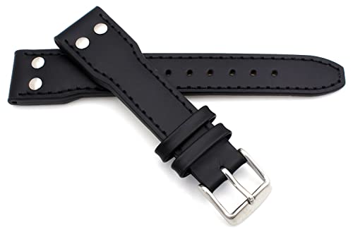 Sulla 22mm Herren Leder Uhrenarmband Pilot IW Flieger Style schwarz von Sulla