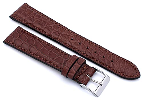 Sulla Alligator 20mm Klassik Uhrenarmband handgemacht in Deutschland braun Silberne Schließe von Sulla