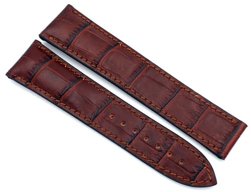 Sulla RIOS1931 20mm Leder Uhrenband für Faltschließe Krokoprägung kompatibel mit Omega Mahagoni von Sulla