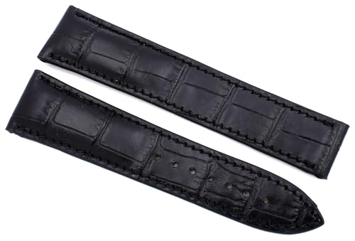 RIOS1931 20mm Leder Uhrenband für Faltschließe Krokoprägung kompatibel mit Omega schwarz von Sulla
