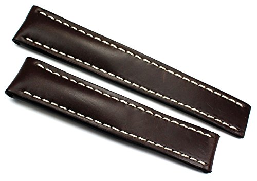 Sulla RIOS1931 22mm / 18mm mokka Pilot Uhrenarmband kompatibel mit Breitling Faltschließe aus Juchtenleder von Sulla
