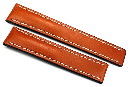 Sulla RIOS1931 22mm / 20mm cognac Pilot Uhrenarmband kompatibel mit Breitling Faltschließe aus Juchtenleder von Sulla