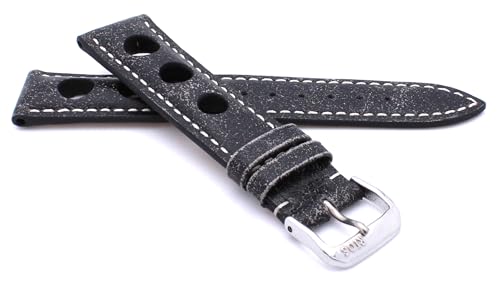 Sulla RIOS1931 Kaluga Rallye Vintage Rindsleder Uhrenarmband handgemacht in Deutschland Robust 19mm schwarz Verkratzt von Sulla