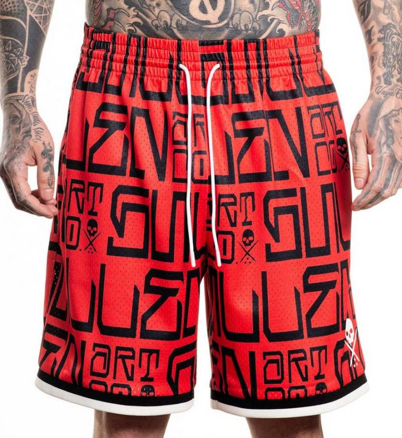 Sullen Clothing Trainingsshorts Meas Mesh Basketball Tattoo Schädel Kurze Hose von Sullen Clothing