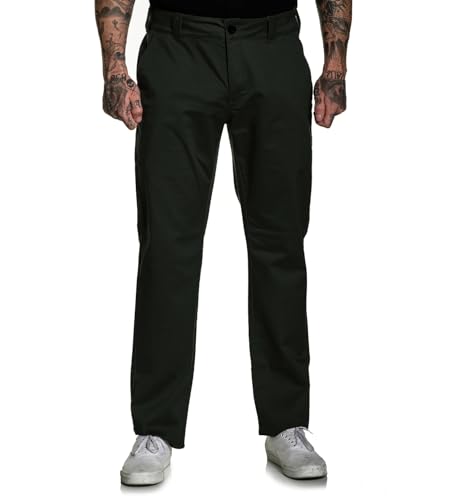 Sullen Clothing Hose 925 Pant Oliv Grün Stretch Chino Tattoo Art Collective, Größe:34 von Sullen