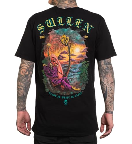 Sullen Clothing T-Shirt Borrowed Time Art Collective Tattoo Grim Reaper Strand, Größe:L von Sullen