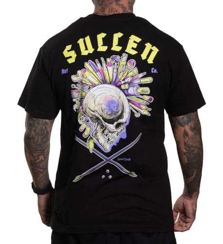 Sullen Clothing T-Shirt Carrillo Badge Art Collective Tattoo Schädel Iro Mohawk, Größe:M von Sullen