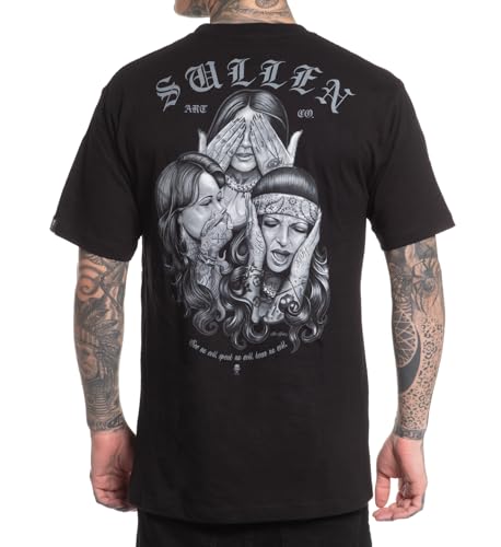 Sullen Clothing T-Shirt No Evil Art Collective Tattoo See Speak Hear Pin-Up Girl, Größe:L von Sullen