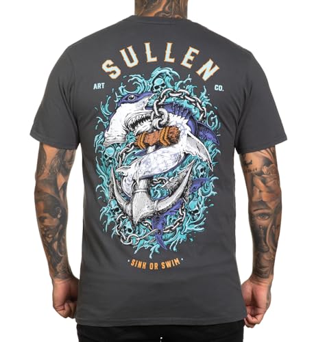 Sullen Clothing T-Shirt Sea Hammer Art Collective Tattoo Shark Hai Anker Schädel, Größe:M von Sullen