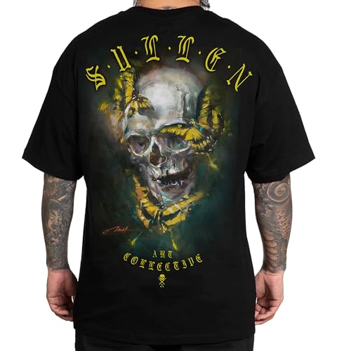 Sullen Herren T-Shirt Mish Skull Standard Schwarz Kurzarm, Schwarz, L von Sullen