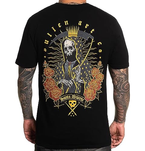 Sullen Men's Santa Muerte Premium Jet Black Short Sleeve T Shirt 4XL von Sullen