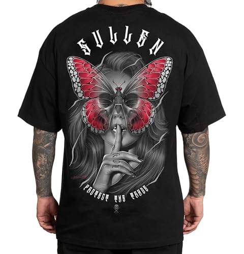 Sullen Silence Herren T-Shirt Tattoo Lifestyle Grafik Standard Fit Kurzarm T-Shirt für Männer, Schwarz, XL von Sullen