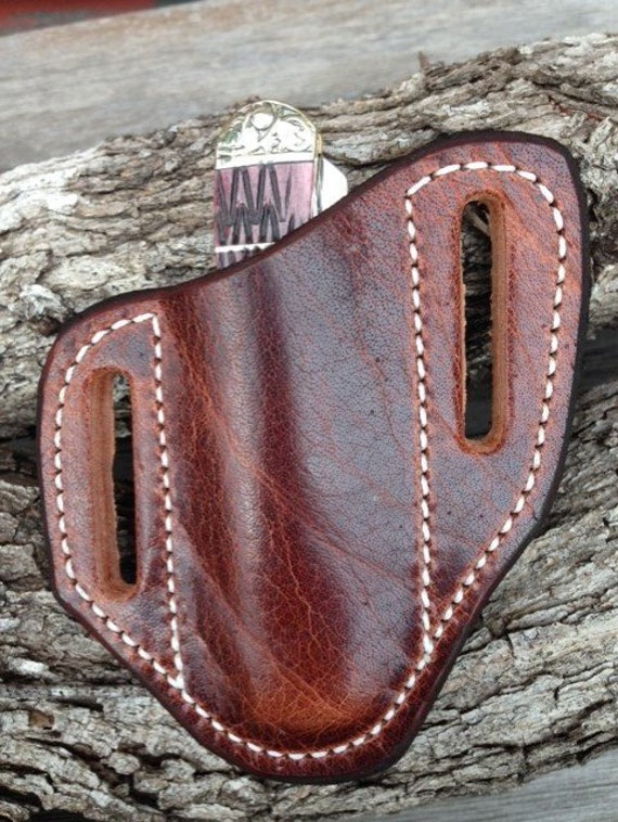 Antikbraune Buffalo Pancake Scheide Für Trapper-Messer von Sullivanleather