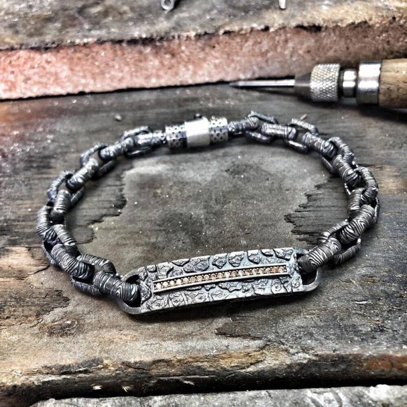 Exquisites Handgefertigtes Sterling Silber Herren Armband Mit Zirkon - Perfektes Geschenk Zum Vatertag von SultansArt