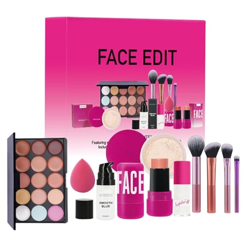 Frauen Make-up-Kit, Kosmetik-Kit, Reise-Make-up-Set, reisefreundliches Design wasserdichte Formeln Stylische Verpackung umfasst Primer, Pulverpuff, lockeres Pulver für Frauen von Sulxyi