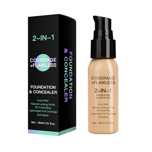 Liquid Foundation, Oil Control Foundation Concealer, Feuchtigkeitsfeuchtigkeit und Aufhellerer Concealer, langlebige matte Verschleißformel, schweißresistente Abdeckung für Männer, für Frauen Männer von Sulxyi