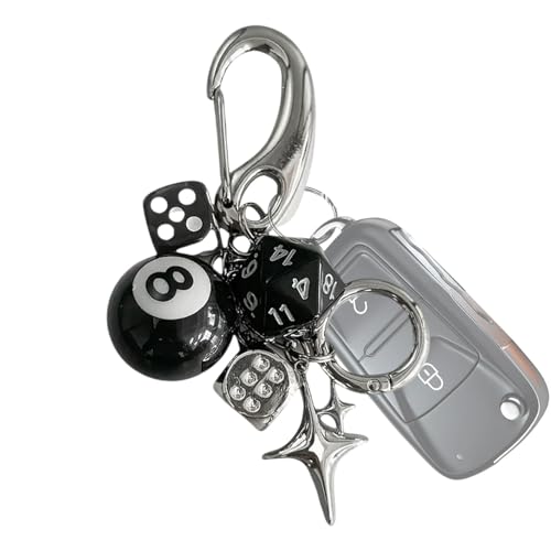Sulxyi DICE 8 Ball Keychain, Schlüsselbeutel, Y2-K-Zauberzubehör, einzigartiges Design Y2-K-ästhetische leichte und tragbare vielseitige Dekoration leicht zu befestigen für Frauen Männer von Sulxyi