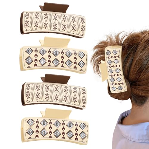Western-Klauen-Clips, rutschfest, PU-Leder, große Clips für Damen, starker Halt, Haarschmuck für langes Haar, 4 Stück von Sulxyi