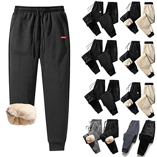 Herren Freizeithosen Sport verdickte Wärme Jogginghose Sherpa Gefüttert Winter Laufhose Kordelzug Fitness Sweathose Trainingshose Sportswear Sporthose Thermo Fleece Jogger Gold Samthose von SumLeiter